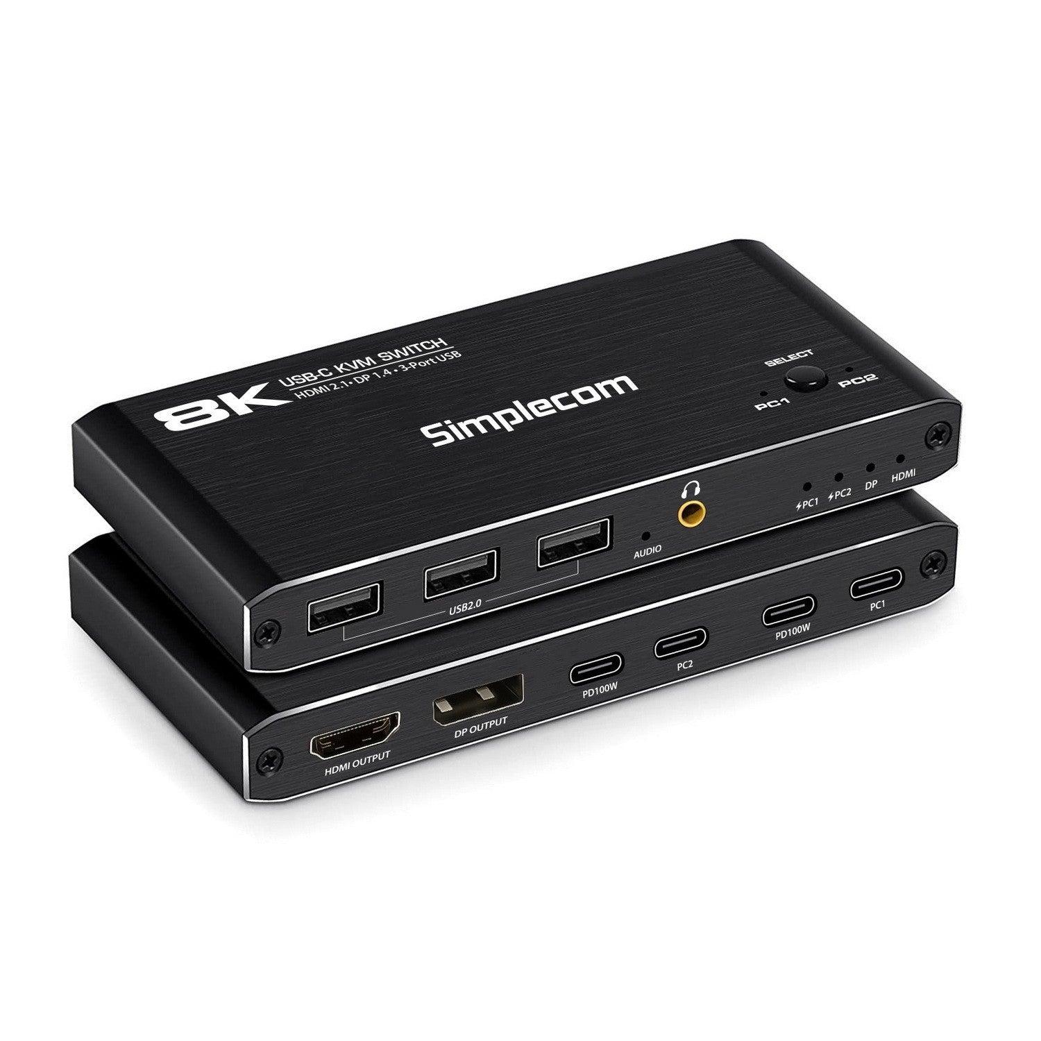Simplecom KM470 2-Port USB-C KVM Switch 8K Docking Station HDMI 2.1 DP for Laptop Tablet Simplecom KM470 2-Port USB-C KVM Switch 8K Docking Station HDMI 2.1 DP for Laptop Tablet